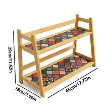 1pc Vintage Double-Layer Vertical Desktop Storage Rack - Bohemian Style, Large Capacity Kitchen Organizer, New Chinese Multifunctional Storage Rack, Decorative Shelf And Display Rack, Desktop Spice Rack, Suitable For Kitchen, Bathroom, Cabinet, Pantry And Vanity Storage And Display - Multicolor - View 11