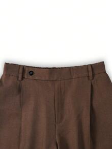 Spring/Autumn Vintage Pleated Wide Leg Suit Pants With Adjustable Waist, Draping Fabric, Men's Minimalist Versatile Long Trousers - Brown - View 5