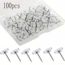 150/100/1pc Transparent Plastic Push Pins, Transparent Plastic Flat Head Push Pins, Strong Transparent Plastic Push Pins, Flat Head Steel Pins, Strong Flat Head Push Pins, Steel Pin Point, Suitable For Bulletin Boards, Cork Boards, Maps, Photos And Paper - Multicolor - View 13