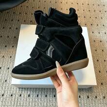 ISA‑New sneakers för dam, skateskor med dold platå, fransk design, ett måste för resor. - Svart - Visa 2