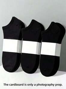 1/5/10/20 Pairs Black Thin Sweat-Absorbent Comfortable Short Socks, Solid Color Design Fashion Casual, Suitable For Daily Casual And Office Wear, Snug Fit - Multicolor - View 1