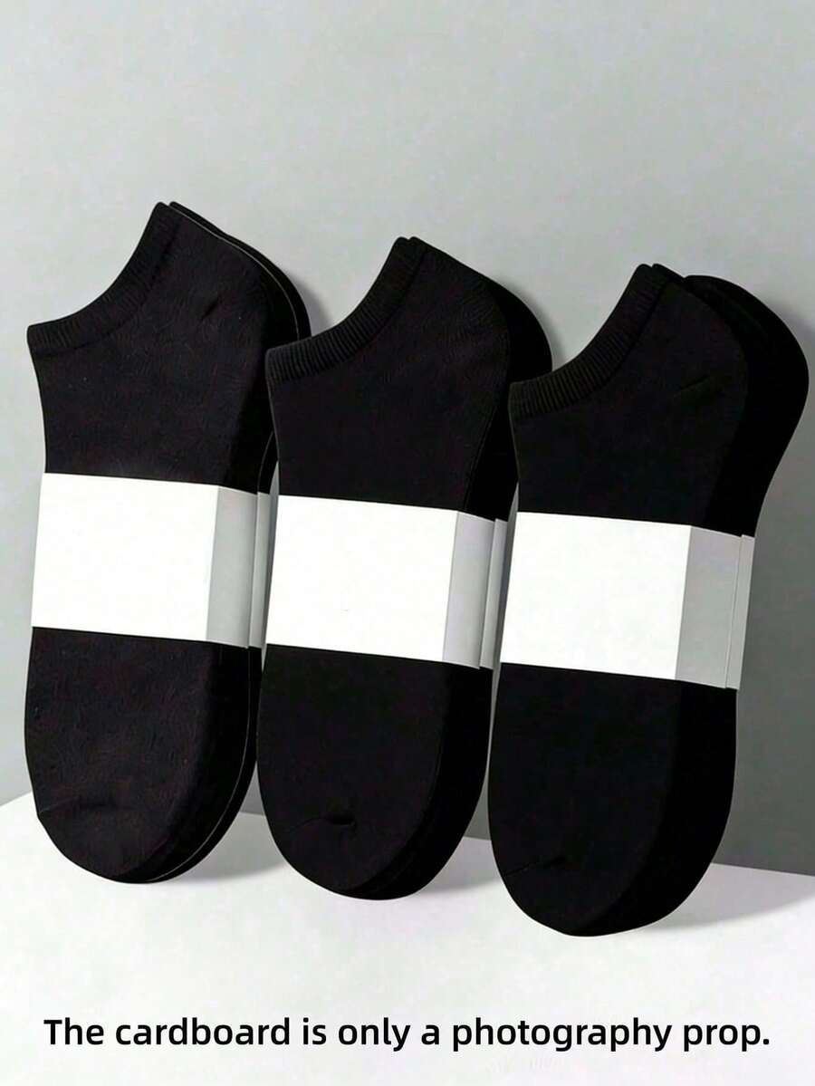 1/5/10/20 Pairs Black Thin Sweat-Absorbent Comfortable Short Socks, Solid Color Design Fashion Casual, Suitable For Daily Casual And Office Wear, Snug Fit - Multicolor - View 1