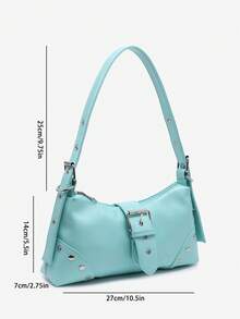 Retro Maillard Soft, Aged, Brushed, Leopard PrintFawn PatternMotorcycle Packaging Decoration Single Shoulder Underarm Bag, Square Bag - Mint Blue - View 6