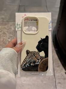 1件 白色兩棲豹紋個性化極簡全包覆 TPU 防震手機殼，適用於 Apple 18 17 16 15 14 13 12 11 Pro Max Air 及系列 - 彩色 - 查看 2