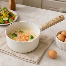 16cm Aluminum Saucepan With Ceramic Non-Stick Coating, Wood-Effect Handle And Double Pour Spouts, Induction And Gas Stove Compatible - View 7