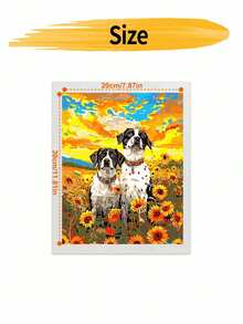 DIY Two Dogs In Vibrant Sunflower Field (Frameless 8x12 / 16x20 Inches) Paint By Numbers Kit (Acrylic) Arts & Crafts For Adult Beginners, Home Wall Decor, And Holiday Gifts For Animal Lovers - Sets - View 9