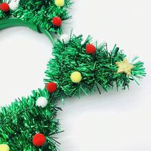 1 Stück Weihnachtsbaum-Haarreif, grüner Metall-Draht-Haarreif mit Sternen und Bommeln, Erwachsenen-Feiertagsparty-Kostüm-Haaraccessoire, Feiertags-Fotorequisite, Weihnachtsbedarf - Mehrfarbig - Übersicht 3
