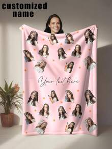 Personalized Custom Name And Photo Flannel Blanket, Soft And Comfortable Multi-Functional Customized Gift Blanket, Suitable For Friends Or Gifting, Soft And Comfortable Blanket For Sofa, Couch, Office Bed, Office, Camping, Travel, All Seasons - Multicolor - View 14