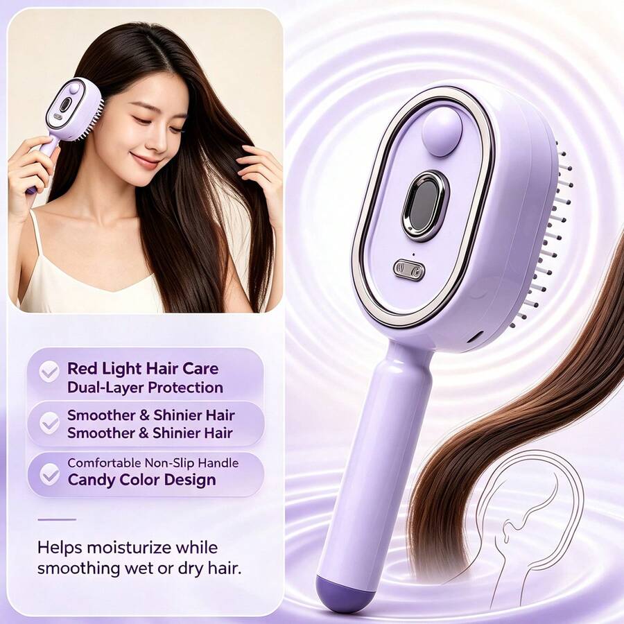 Electric Mist Detangling Massage Comb, Wireless Straightening Brush No Hair Damage, USB Rechargeable Detangling Styling Comb, Self-Cleaning Anti-Tangle Detangling Comb, Electric Mist Airbag, Portable Fashion, Best Gift For Women, Valentine's Day Gift, Gift For Girlfriend, Wife, Mother, Unisex