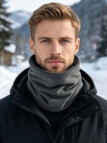1pc Men's Winter Neck Warmer Hat Outdoor Cycling Scarf Thickened Fleece Warm Face Mask Windproof Dustproof Neck Gaiter - Multicolor - View 5