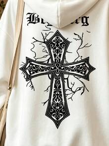Women's Crew Neck Sweatshirt, Travel Hoodie With Pocket, Cotton T-Shirt, Basic Autumn-Winter Sweatshirt For Women - White - View 5