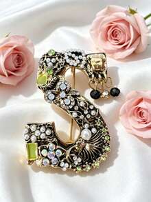 1pc Colorful Letter Shaped Hat Pin, Baroque Luxury Style Brooch, Unisex, Elegant Personalized Fashion Accessory For Daily Wear And Party - Multicolor - View 12