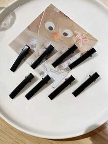 200/100/30pcs Black Square DIY Hair Clip Making Set, Includes Hair Clip Pins, BB Clips, Alligator Hair Clips, Side Clips, New Autumn Daily Hairstyle Styling Hair Accessories - Black - View 8
