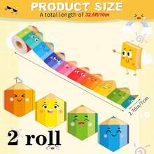 1 Roll 10.0m Vibrant Colorful Pencil Style Bulletin Board Border, Lively Expression Design Self-Adhesive Paper, Suitable For Classroom, Office And Home Multi-Functional Self-Adhesive Decoration, Fun Decorative Supplies - Multicolor - View 10