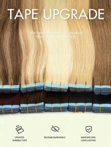 20pcs Tape In Hair Extensions Real Human Hair Extension For Salon Straight Human Hair Extensions Seamless Skin Weft Double Sided Tape Ins Hair Extension Invisible Tape In Hair Extensions - Multicolor - View 9
