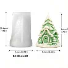 3D Pine Tree Snow House Shaped Scented Candle Silicone Mold, DIY Christmas Craft Gift And Candle Ornament Making Mold, Reusable And Easy To Demold - Transparent White - View 2