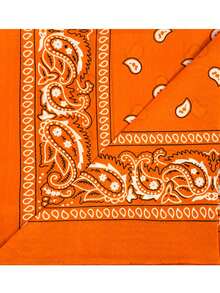 1pc Women's Large Floral Print Square Scarf, 60cm Large Size Satin Silky Feel Square Scarf Headscarf - Orange - View 10