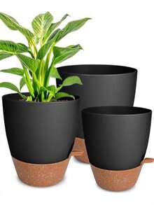 5pcs Set Minimalist Plastic Planters, Breathable Thickened Planting Pots For Home Balcony Green Plants And Succulents - A - View 6