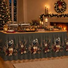 Panoramic Meadow Mountain Autumn Cottage Table Skirt, Autumn Harvest Home Decor, For Dining Table, Party, Banquet And Family Gathering Seasonal Autumn Pattern, Thanksgiving Party Table Cover Autumn Home Decor Table Skirt - Multicolor - View 4
