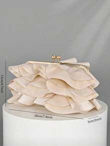 Women's Elegant Charming Petal Party Clutch, Ruffle Design Evening Bag, Suitable For Wedding/Vacation/Formal Party/Ball - Apricot - View 6
