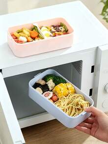 Cartoon Print Lunch Box, Double-Layer Sealed Meal Container With Buckle Lock, Suitable For Office Simple Meals, Cute Food Storage Container - Multicolor - View 2