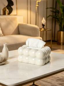 1-3pcs Cloud Shaped Plastic Tissue Box, Square Desktop Tissue Holder, Marshmallow Design, Suitable For Living Room, Bedroom And Dining Table Decoration - Multicolor - View 3