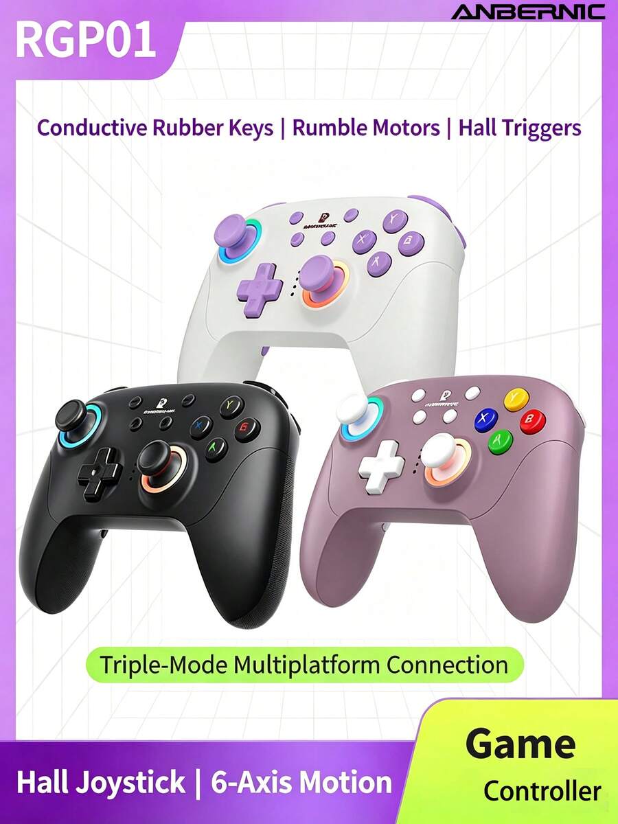 Anbernic RG‑P01 Wireless Game Controller, 6-Axis Gyroscope, Dual Vibration Motors, RGB Back Buttons, Programmable, Compatible With Switch/Steam/PC - View 1