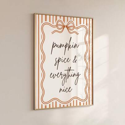 1 buc. Tablou de perete pentru bucătărie, fără ramă, cu imprimeu Pumpkin Spice, decor rayat de toamnă, potrivit pentru apartament, living, dormitor, poster amuzant pentru sezonul Back to School, esențial pentru cămin studențesc