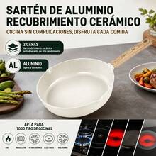 28cm Aluminum Non-Stick Frying Pan With 2-Layer Ceramic Coating And Wood-Effect Handle, Induction And Gas Stovetop Compatible - View 1