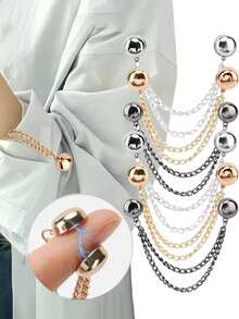 6/4/2/1pc Multifunctional Magnetic Clothing Clips With Chain Metal Buckle, Suitable For Clothes, Scarves, Pant Legs, Cuffs Fixing Magnetic Pins - Multicolor - View 2