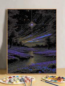 DIY Glowing Starry Night Landscape (Frameless 8x12 / 16x20 Inches) Paint By Numbers Kit(Acrylic) Arts & Crafts For Adult Beginners, Home Wall Decor, And Creative Holiday Gifts For Relaxing - Sets - View 1