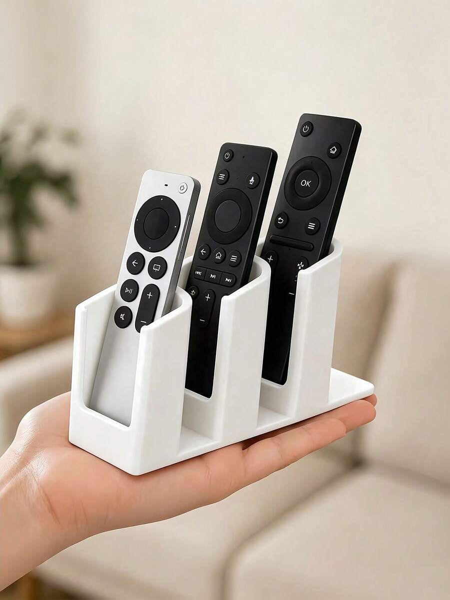 3D Printed 3-Slot Remote Control Storage Rack Can Hold 3 Remote Controls Aesthetic Organization Box For TV Audio Light Remote Controls And Office Supplies Practical Desktop Storage Stand Essential Home Decor Must-Have Gift Christmas Halloween