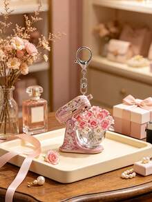 2D Flat Pink Vertical Blender Flower Keychain, Vintage Bird & Flower Print Blender Pendant. Baking Gift, Cooking Enthusiast Souvenir, Car Key, Backpack, Wallet, Handbag, Purse Charm, Gift For Baker, Cooking Enthusiast, Pastry Chef, Florist, Suitable Birthday Gift, Halloween, Christmas - Multicolor - View 1