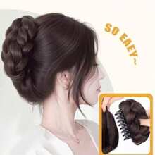 Women's Twisted Bun Hair Claw Clip Wig, Flat Head Claw Clip Braided Bun Hair Extension, High Crown Bun Hair Claw Clip, Natural Voluminous Hair Piece HA2798 - Multicolor - View 9