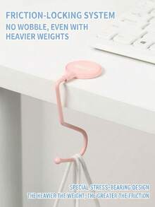 1pc Morandi Color Desktop Hook, No-Glue Traceless Hook, Student Backpack & Bag Hook - Y - View 7