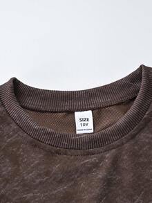 1pc Boys Round Neck Sweatshirt, Printed With Fries And English Pattern, Cute And Playful Style, Warm Autumn/Winter Top, Fashionable Outfit For Boys - Brown - View 4