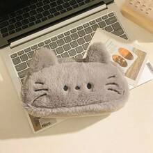 1pc Cute Glasses Cat Animal Plush Pencil Case, Stationery Storage Box, Stationery Storage Bag, Large Capacity Durable, Cat & Dog Pattern, Suitable For School Activities And Holiday Gifts - Multicolor - View 15