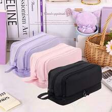 Large Capacity Multi‑Layer Pencil Case, Portable Zipper Pen Pouch With Multiple Compartments, Durable Oxford Stationery Storage Bag, Handheld Design Desk Organizer For Pens Markers Cosmetics, Practical Office & School Supplies, Multi‑Color Available - Multicolor - View 3
