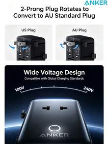 anker A9215, 5-In-1 Universal Travel Adapter, 20W PD Fast Charging, Slim And Portable, Multi-Functional Power Adapter For International Travel - Multicolor - View 8