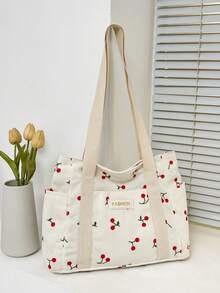 2026 European & American Vintage Striped Large Capacity Shoulder Bag New Girl's Fashion Multi-Pocket Tote Handbag - White - View 11