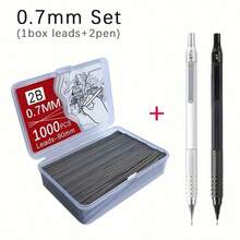 2 Pencils + 1 Box Of 250/1000 Lead Refills 0.3/0.5/0.7/2.0mm Low Center Of Gravity Metal Automatic Drawing Pencils, Office Supplies | Back To School | Affordable Student Supplies | School Entrance Gift (2 Pencils + 1 Box Of Lead Refills) - Multiple Styles - View 3