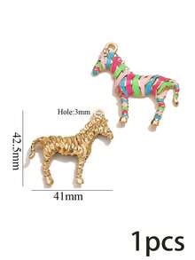 1 Pc 304 Stainless Steel Enamel Animal Pendants, Colorful Flamingo & Zebra Charms, Cute Wild Animal DIY Accessories Necklace Bracelet Making - Multicolor - View 10