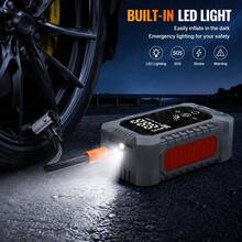 Portable Tire Inflator, Cordless Air Compressor, Rechargeable Electric Tire Pump, 150PSI Fast Inflation With Digital Pressure Gauge & Auto Shut-Off, For Cars, Motorcycles, Bicycles & Balls, 7.4V 2000mAh - Wireless - View 3
