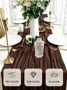 1/2/3/6/12/16/24pcs Chocolate Brown Bohemian Gauze Table Runner, Vintage Country‑Style Table Decoration, For Wedding, Bridal Shower, Birthday, Christmas, New Year, Home Dining Table Ornament - Multicolor - View 6