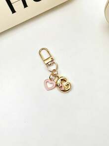 1pc 26 Letters Oil Drop Hollow Heart Pendant Initial Keychain, Bag Charm Pendant, Copper Material, Perfect Gift For Couples And Friends - Random Color - View 7