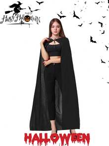 Soft Plush Plush Hooded Cape, Multiple Colors Available, Long Train Design, Medieval Wizard Costume, Adult Halloween Party Cosplay Cloak - Multicolor - View 4