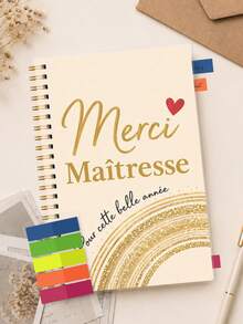 Trees French Teacher Planner, Spiral-Bound Organizer With Monthly Tabs, Elegant Gold Rainbow Cover, Daily & Weekly Planning Notebook, Teacher Appreciation Gift For Women - A5 - View 4