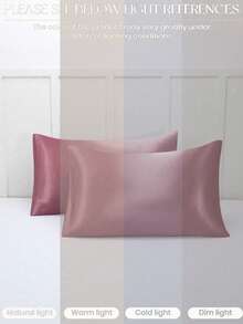 1pc White/Light Pink Premium Silky Satin Envelope Pillowcase, Dual-Color Pillowcase, No Pillow Insert, Soft And Breathable, Wrinkle-Resistant, Better Care For Hair And Skin, More Comfortable Sleep, Suitable For Dorms, Back To School Season And Other Occasions. - Dusty Pink - View 6