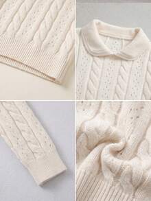 French Style Twisted Collar Knit Sweater Women Autumn Winter Short Cardigan Inner Layer Top - Apricot - View 10
