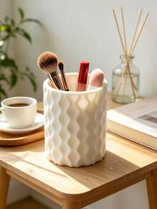 3D Printed Wavy Makeup Brush Holder, Vanity Makeup Brush Pen Holder, Desktop Cosmetic Storage Bucket, 3D Printed One-Piece Molded Large Capacity Cylindrical Design, Easy To Clean, Multi-Purpose, Multi-Scenario - Multicolor - View 13
